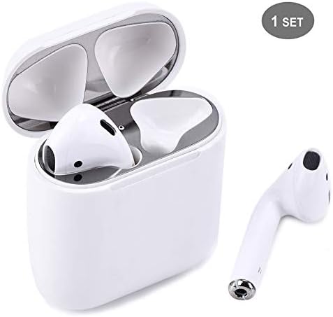 CRAZY PANDA Dust Guard for AirPods, Chromium Plating Dust-Proof Metal Sticker Ultra Thin 0.03mm for Airpods Case 1 & 2 (Not for Wireless) Prevent Iron Shavings - Space Gray 1 Set