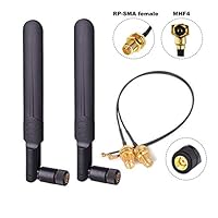 DANUC 2pcs 8dbi 2.4GHz 5GHz Dual Band WiFi RP-SMA Antenna + 2 x 20cm IPEX Cable for Intel 9260 8265 7265 M.2 NGFF Card Wireless Routers