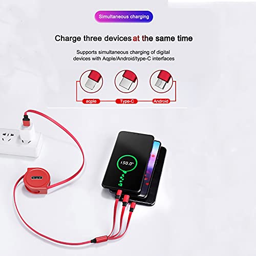 Hasskii 3 in 1Retractable Charger Cable, Multifunctional USB Charging Cable, Universal Charger Cord Adapter with Phone/Type C/Micro USB Connector Compatible for Cell Phone Tablets and More（2 Pack）