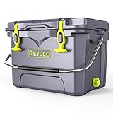 REYLEO Cooler, High-end Portable Rotomolded Cooler, 30-Can Capacity, 21 Quart, 3-Day Ice Retention, Bear Resistance, Camping Cooler, Ice Chest (Built-in Bottle Opener, Cup Holder,Fish Ruler,incl.)