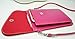 PU Leather 2 Layers Vertical Cellphone Pouch Bag with Shoulder Strap and Magnetic Button for Apple iPhone Samsung Galaxy and Other Smartphone Rose Red