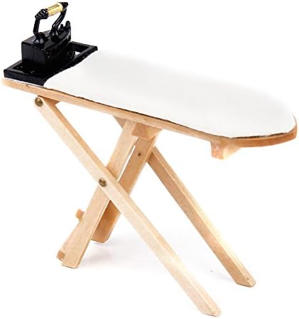 dreamflyingtech 1:12 Doll House Miniature Iron with Ironing Board Set Cute Classic Pretend Play Furniture Toys