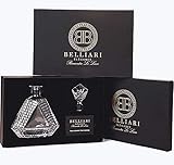 BELLIARI - Crystal Whiskey Decanter With Elegant Designer Gift Box - Diamond Whiskey Decanters - Fathers Day Gifts - 750ml Personalized Decanter For Liquor, Bourbon, Whisky, Scotch With Glass Stopper
