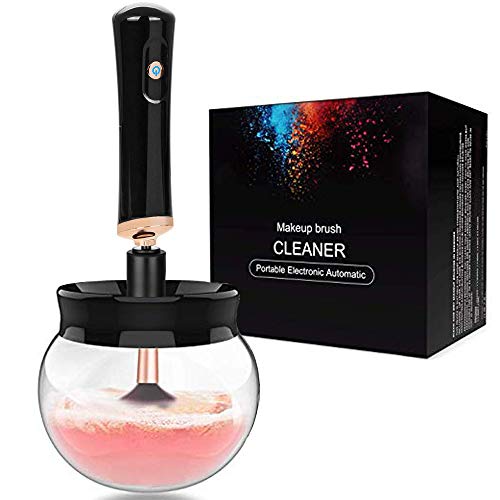 Makeup Brushes Cleaner Dryer - Clean All Cosmetic Brush Sizes Avoid Facial Breakouts Automatic Spinner Cleanser Cleaning Bacteria Oil and Dirt in 30 Seconds (Black)