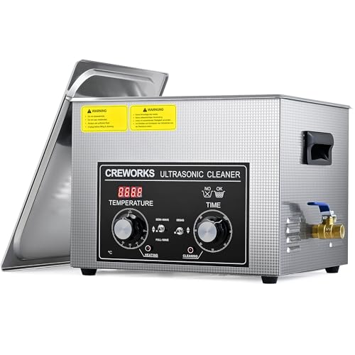 CREWORKS Ultraschallreinigungsgerät Edelstahl 15L Ultraschallreiniger 360W mit Heizung Timer Degas & Soft-Modus für Zahnprothesen Schmuck Brillen Uhre