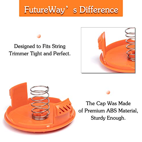 FutureWay Trimmer Replacement Spool Cap Covers and Spring Compatible with Black Decker GH900 LST201 GH600 NST2018 CST2000, Weed Easter String Autofeed Cap, 4 Spool Head Covers + 4 Springs