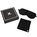 100% Silk Hypoallergenic Sleep Mask with Compact Travel Pouch and Gift Box by Brave Era (Raven Black)