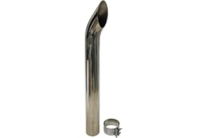 5" Curved Cut Polished Stainless Exhaust Stack 5" OD 44" Long with Clamp