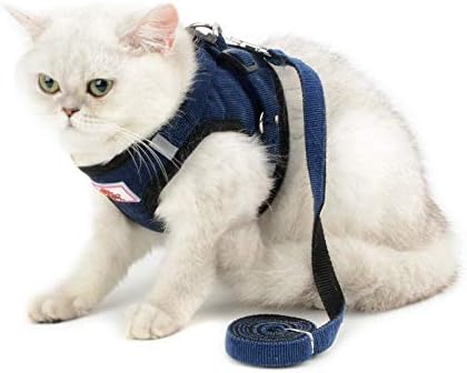 SELMAI Mesh Harness for Cats No Pull No Choke Escape Proof Padded Vest for Puppy Small Dogs Leash Lead for Kitten Walking Jacket Adjustable Training Collar Corduroy Soft Material