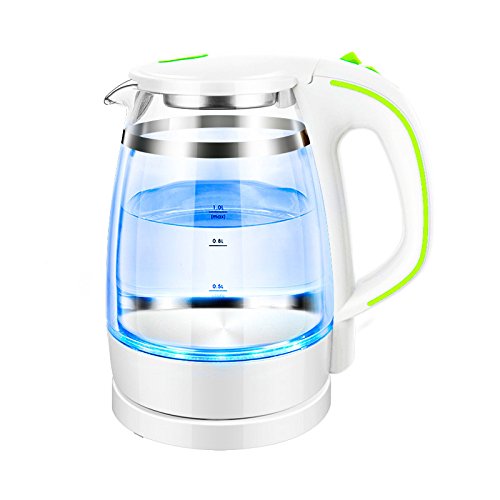 Click Here to See More Images Wasserkocher White 1L Double-layer Anti-scald Thick Transparent Glass Home Mini-size Automatic Power Off,White