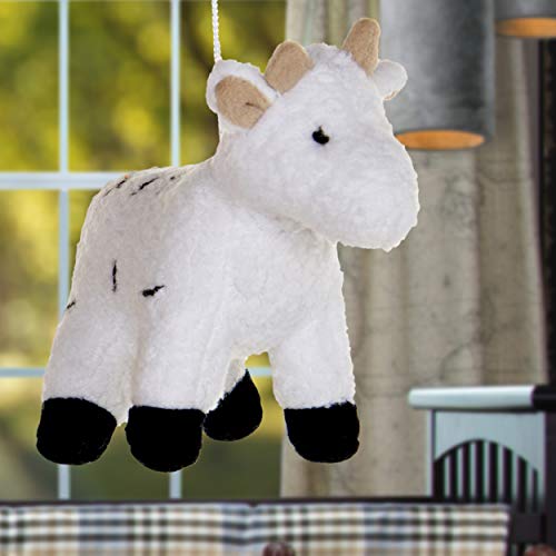 2 Pack of white Bulls Crib Mobile Attachments | Hanging Plush Animal Decorations for Baby Girl or Boy Playpen or Crib | Accessories for Use with Mobile Hanger Sold Separately