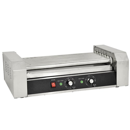 Omcan Food Machinery Hotdog Roller Grill 23" Wide x 13" Deep x 7" High - 7 Rollers, Holds 18 Hot Dogs; 900 Watts
