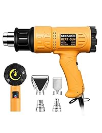 Seekone Pistola de calor 1800W Pistola de aire caliente   Kit de control de temperatura variable con 2 ajustes de temperatura 4 boquillas 122°F   1202°F (50?  650?) con protección de sobrecarga para manualidades, encoger PVC, pelar pintura
