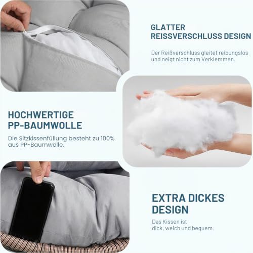 Hängesessel Kissen Sitzkissen Outdoor Polster für Polyrattan/Rattan