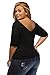 Beauty Decor Women's 3/4 Sleeve Off Shoulder V Neck Tops Lace Neckline Spliced Blouse Shirts Plus Size, XXXL Black