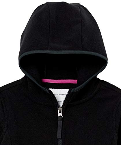 AMAZON ESSENTIALS TODDLER GIRLS’ POLAR FLEECE FULL-ZIP HOODED LIGHTWEIGHT JACKET, BLACK, 2T