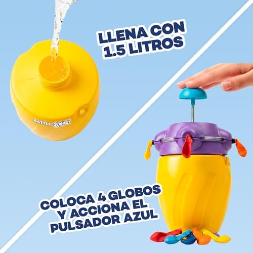 O Insuflador de Balões de Água Battle Splash enche e infla 4 balões de cada vez, um depósito de 1,5 L, inclui 100 balões, estação portátil para jogos aquáticos na praia, piscina e jardim (35007543)