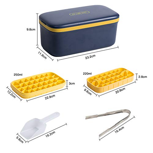 HOTUCG Eiswürfelbox, Ice Cube Tray, Eisbox mit Deckel Eiswürfelform Silikon Kunststoff Eiswürfelbehälter Doppelschicht… – Bild 6