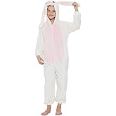 CALANTA Easter Bunny Onesie Kids Rabbit Animal Unisex Girls Onepiece Pajamas Halloween Cosplay Party Costume