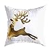 Christmas Bronzing Pillow Cover Merry Christmas Throw Pillow Case Elk and Snowflakes Throw Pillow Case Modern Cushion Cover Square Pillowcase Decoration for Christmas Sofa Bed Chair Car 18 x 18 Inch