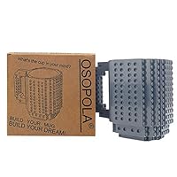 OSOPOLA Build-On Brick Mug Building Blocks Coffee Cup Creative DIY Party Supply Drinkware for Coffee Tea Beverage Drinking Funny Gift (Gray )