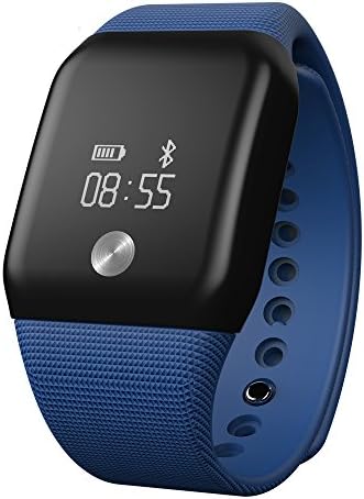 Bluetooth Fitness Activity Tracker Waterproof Wristband Sport Bracelet with 0.66’’ Screen Smartwatch For Android IOS Heart Rate Blood Oxygen Pressure Sleep Monitor Distance Calorie (Blue)