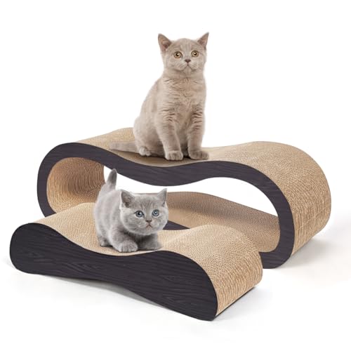 Simple Delxue 2 in 1 Large Cardboard Cat Scratcher Lounger,Cat Scratching Board…