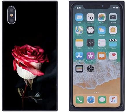 Dead Rose Flower iPhone Xs iPhone X Case, Soft Flexible TPU Back Cover Rectangle Case Compatible with iPhone Xs iPhone X (Black)