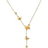 UniLogue Origami Butterfly Tassel Beautiful Exquisite Radial Lines Necklace Choker Chain Summer Titanium 18K Gold Plated Necklace