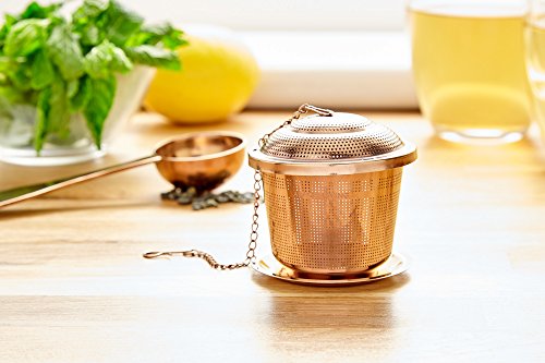 Apace Large Tea Infuser (Set of 2) with Tea Scoop and Drip Trays – Multi Cup Size Stainless Steel Loose Leaf Tea Strainer and Steeper