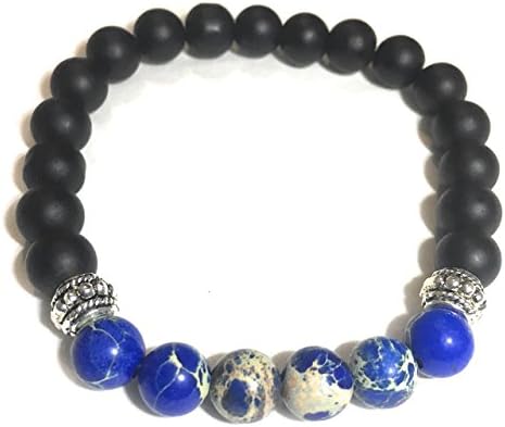 Mens Matte Black Onyx & Jasper Bracelet Beaded Men's Mala Bracelet Gemstones Healing Positive Energy Bracelet …