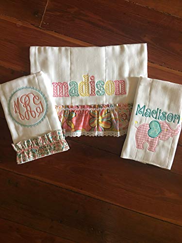 monogram burp cloths girl