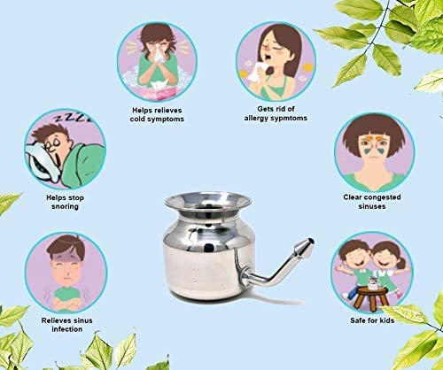 WC_304 Grade Stainless Steel Ayurvedic Jal Neti Pot for Sinus Congestion and Nasal Cleansing Non-Corrosive Unbreakable… - Image 4