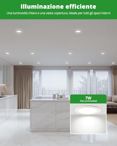 HOMEOW 12 x Recessed LED Spotlights for Plasterboard, 220 V 7 W 6000 K Cool Light Spotlights for Recessed Interior LED Spotlights, IP44 Spotlight for Bathroom, Diameter 118 mm, Hole Diameter 95-110 mm