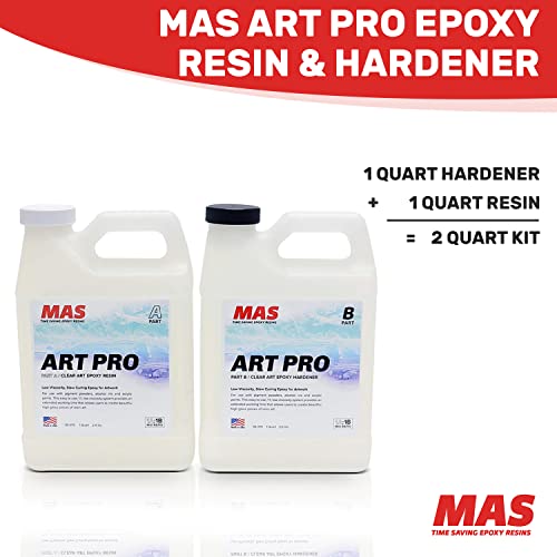 MAS Art Pro Epoxy (2Quart Kit) 2Part Resin and Hardener Clear Epoxy Resin Kit with Low