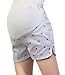 Women's Maternity High Elastic Waist Shorts Pants,Gray