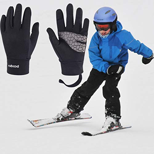 ❄️❄️Maonet Children's Ultra Soft Comfort Breathable Thicken Ski Snowboard Hiking Camping Warm Glove (Black, S)