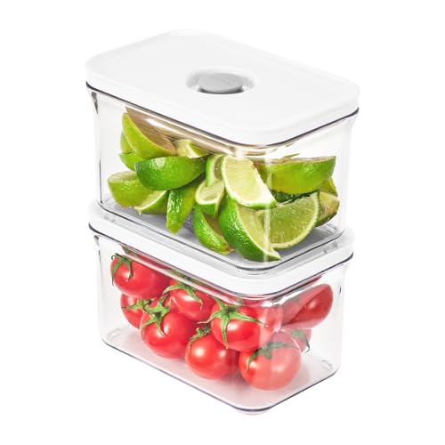 VAKUEN Premium Airtight Food Storage Containers, Rectangular 2PC(1.06qt), Smart One-Click Seal Lid, No Hinges, Patented Double Silicone Lining, 100% Leak Proof, BPA-FREE, Dishwasher, Microwave Safe