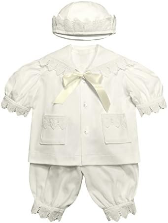 Baby Boy Sailor Set 4 Piece Organic Cotton and Lace Jacket Hat Bodysuit and Pantaloons