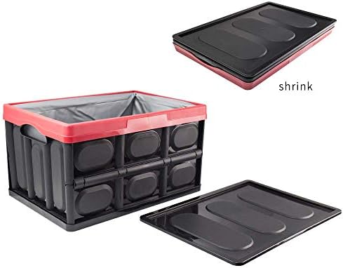 Wealth Collapsible Car Trunk Organizer Container Foldable for SUV Truck with Waterproof Bag Durable Plastic Grocery Storage Box with Lid Perfect for Sedan, Auto, Vehicle,Black