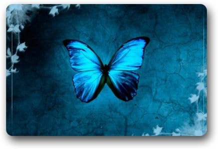 Cool Blue Butterfly Art Doormat Door Mat Rug Indoor/Outdoor/Floor Mat Rug for Home/Office/Bedroom 23.6"(L) x 15.7"(W)
