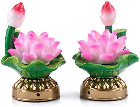 Liebsup 2 Pack Colorful LED Lotus Buddhist Lamp for Buddhism Altar Temple Home Christmas Decoration (2 Pack)