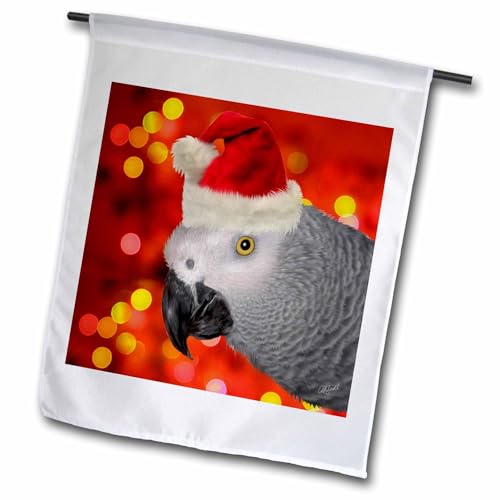 3dRose fl_12005_1 Santa Parrot Garden Flag, 12 by 18-Inch
