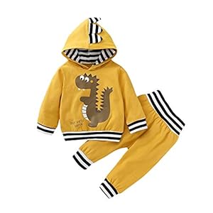 Pasgeboren Baby Jongen Kleding Outfits Dinosaurus Print Gestreepte Manchet Pullover Broek Set