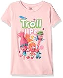 Trolls Girls' Little Girls' Movie Life Short Sleeve T-Shirt, Light Pink, Medium/5/6