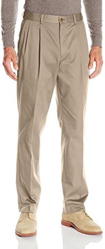 khaki pleated trousers