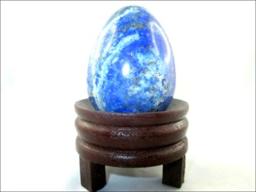 Jet Natural Lapis Lazuli Gemstone Egg 45 - 50 mm A+ Hand Carved Crystal Altar Healing Devotional Focus Spiritual Chakra Cleansing Metaphysical Jet International Crystal Therapy Booklet Home Craft Aura