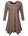 BELAROI Women 3/4 Sleeve Swing Tunic Tops Plus Size T Shirt (1X, Khaki)