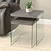 Monarch Specialties ,Nesting Table, Tempered Glass, Dark Taupe