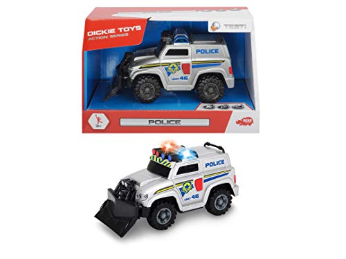 Dickie Toys 203302001 Polizei SUV mit Schiebeschild zum Abnehmen, Polizeiauto, Geländefahrzeug, Spielzeugauto mit Seilwinde, Licht & Sound, inkl. Batterien, 15 cm, ab 3 Jahren – Bild 5